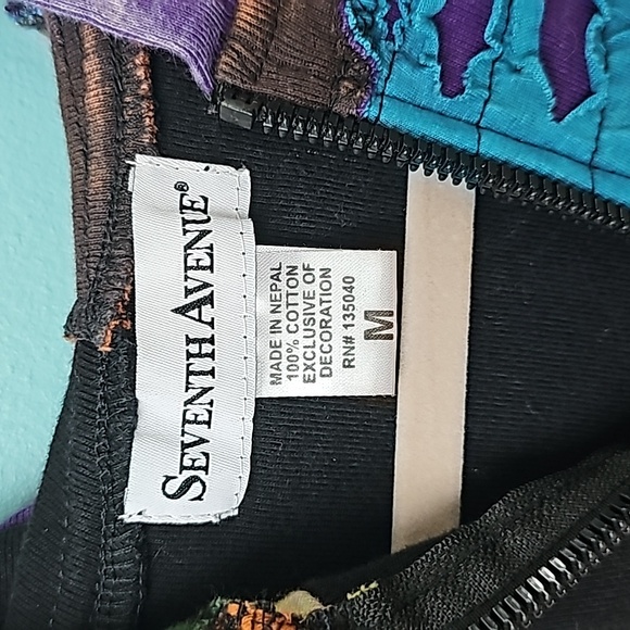 SEVENTH AVENUE | Hippie Patchwork Razor Cut Gypsy Hooded Jacket Bohemian, Size M - Picture 2 of 9